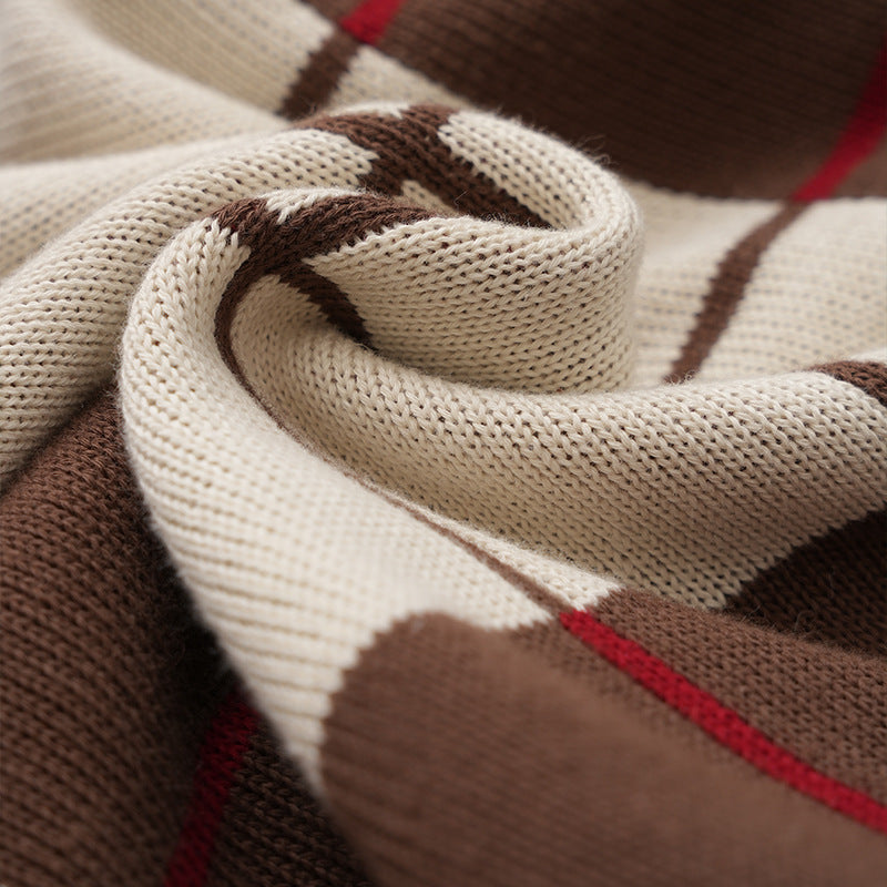 Gewebter Kissenbezug mit kariertem Jacquard‑Relief und verdecktem Reißverschluss Brehn