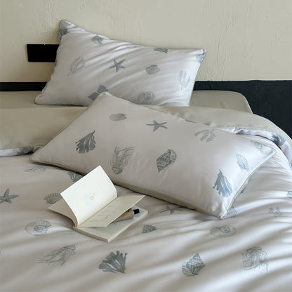 Luxuriöses Satin-Bettwäsche-Set mit floralem Aquarellprint, Volantkanten und Wendefunktion