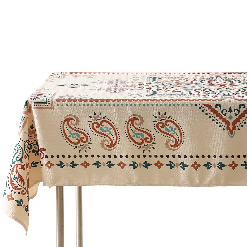 Wasserabweisende rechteckige Tischdecke mit Paisley-Muster und beschichteter Baumwolloptik Brehn
