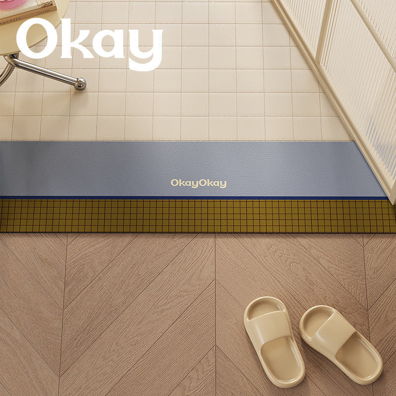 Cushioned Non-Slip Entryway Floor Mat with Faux Leather Border