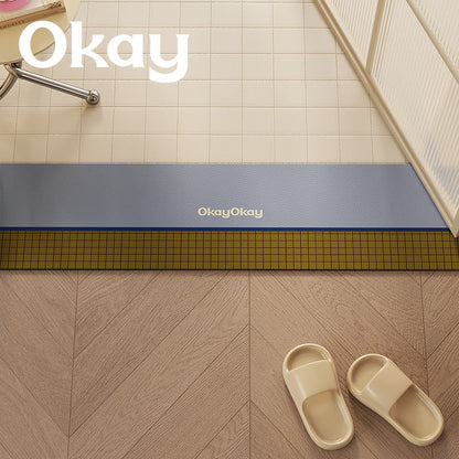 Cushioned Non-Slip Entryway Floor Mat with Faux Leather Border