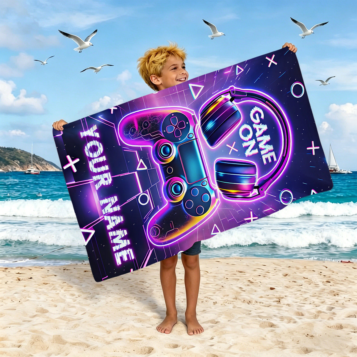 Jungen Strandtuch mit Spielkonsolen-Motiv Brehn