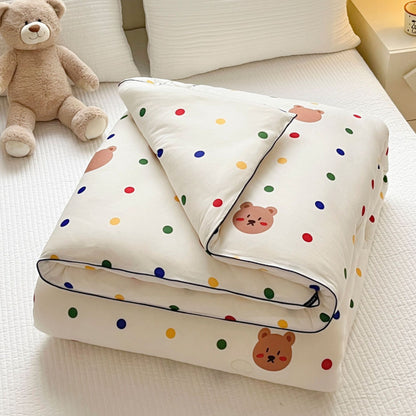 Kinder-Bettwäscheset mit niedlichen Tiermotiven und gesteppter Decke