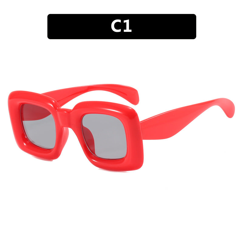Damen stilvolle quadratische Sonnenbrille mit breitem Rahmen Brehn
