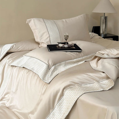 Luxus Jacquard-Besatz Baumwollsatin Bettbezug Set