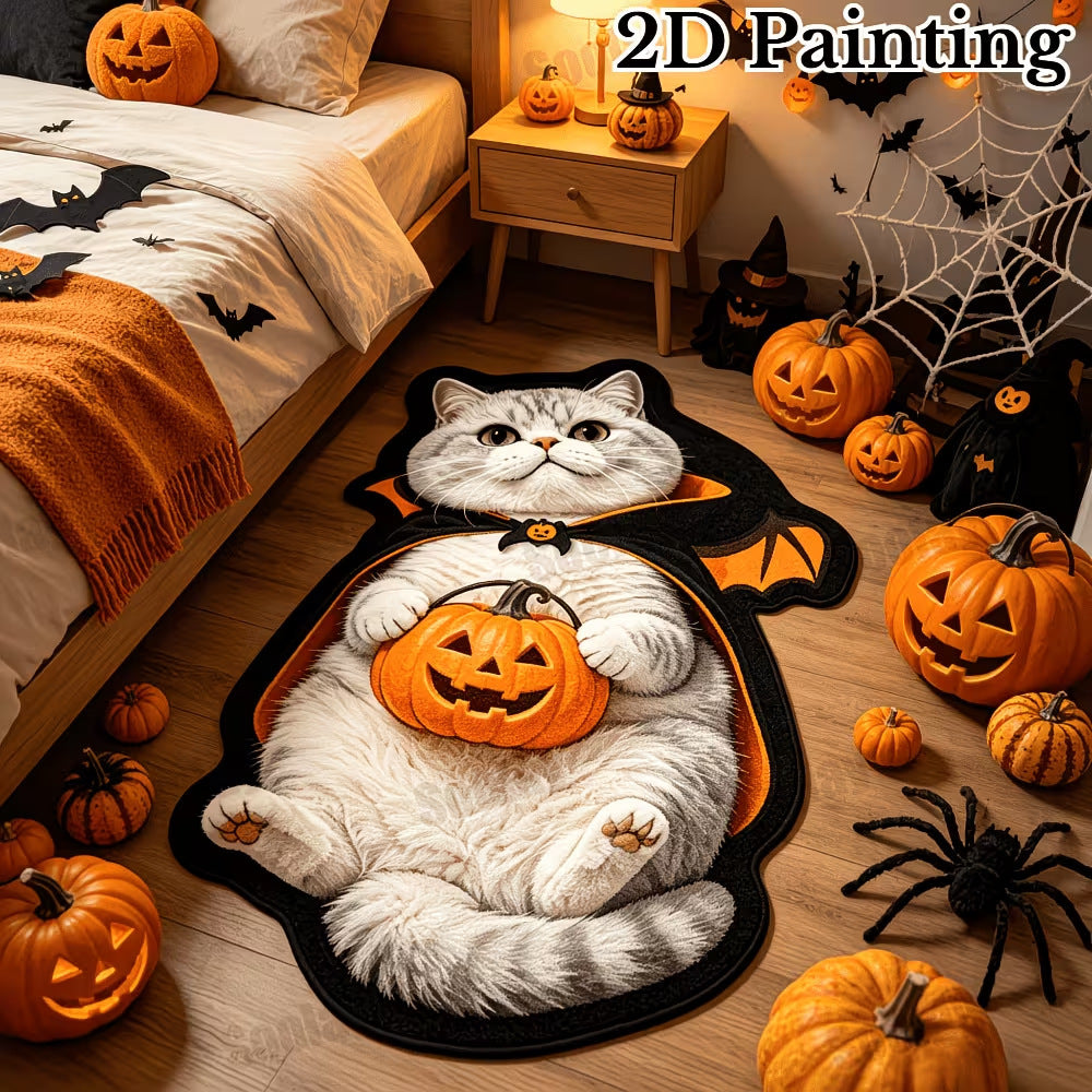 Halloween-Katzen-Themen-Plüsch-Teppich
