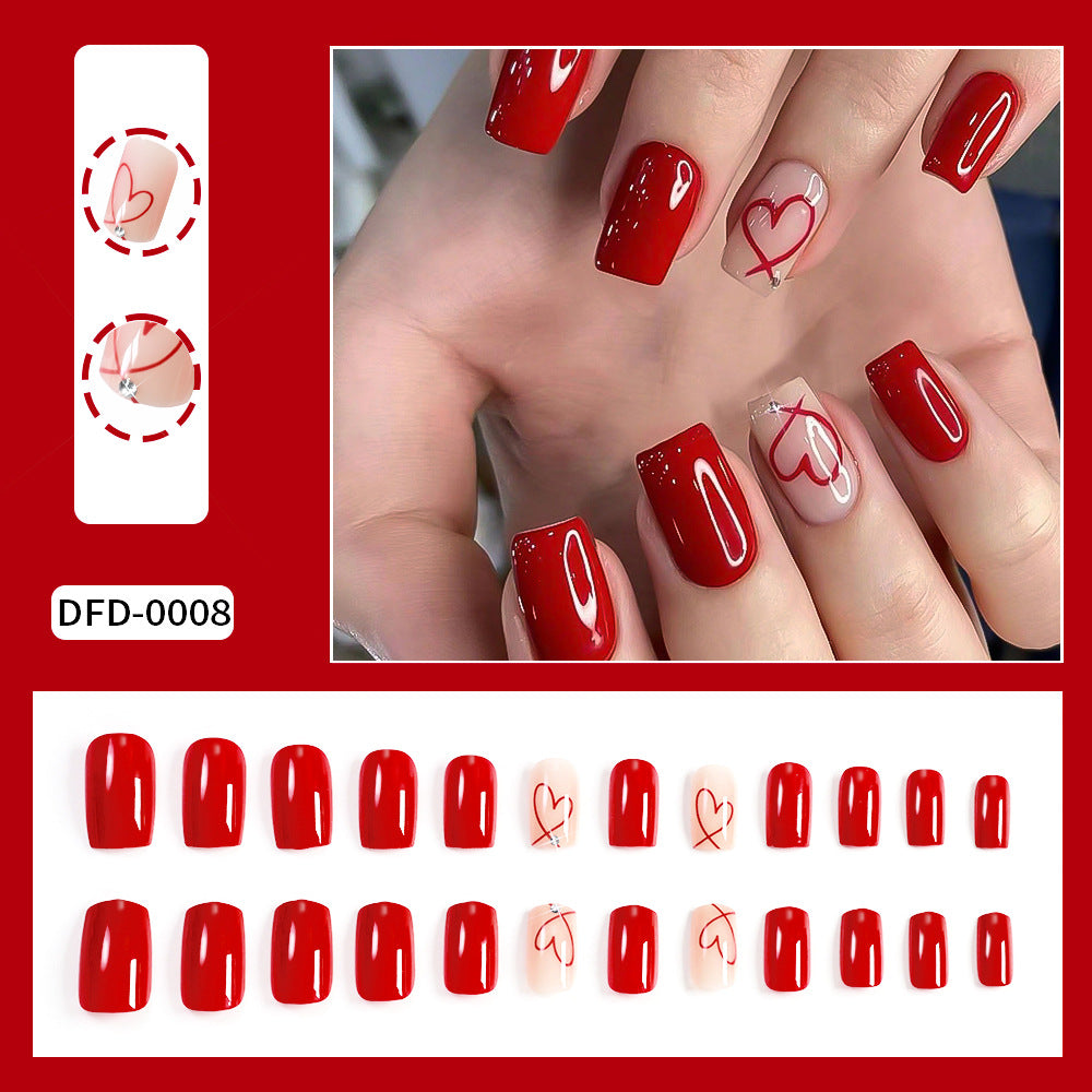 Premium Abstract Heart Press-On Nail Set Brehn