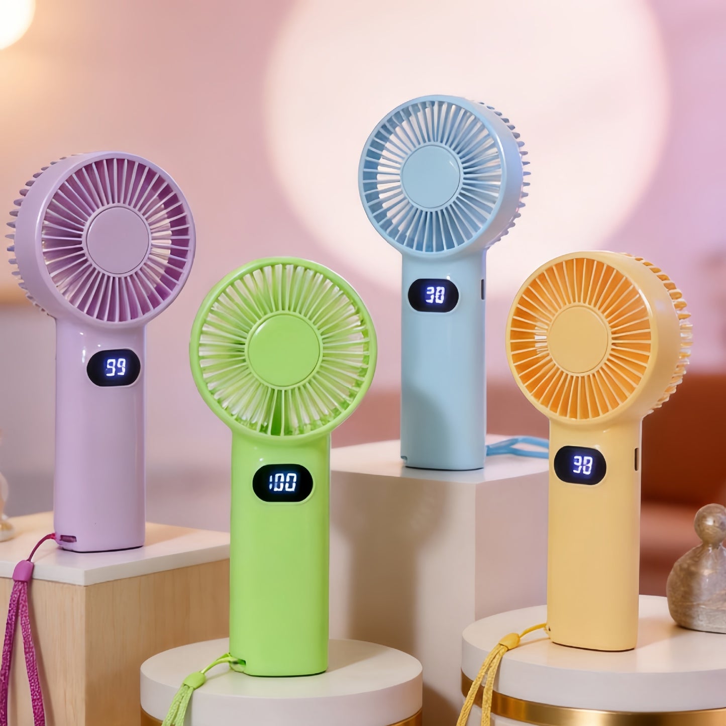 Damen Tragbarer Mini-Handventilator mit LCD-Anzeige Brehn