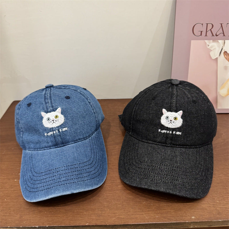 Damen Freizeit Baumwoll Baseball Cap mit Katzenstickerei Brehn