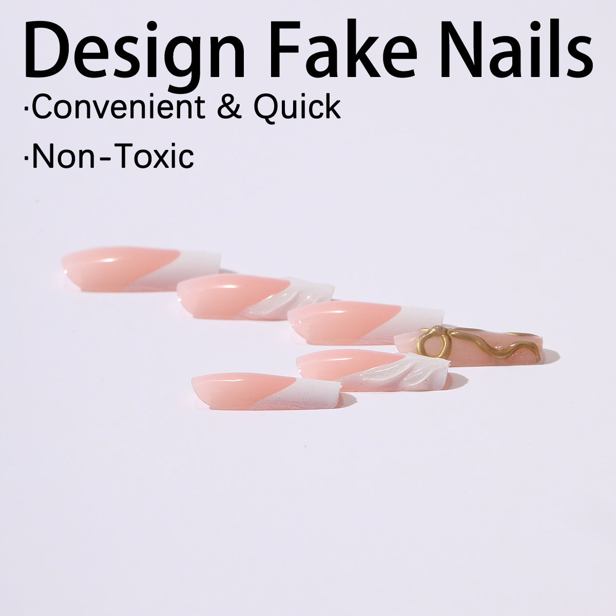 Kunstnagelset mit luxuriösen goldenen Akzenten und elegantem Design Brehn