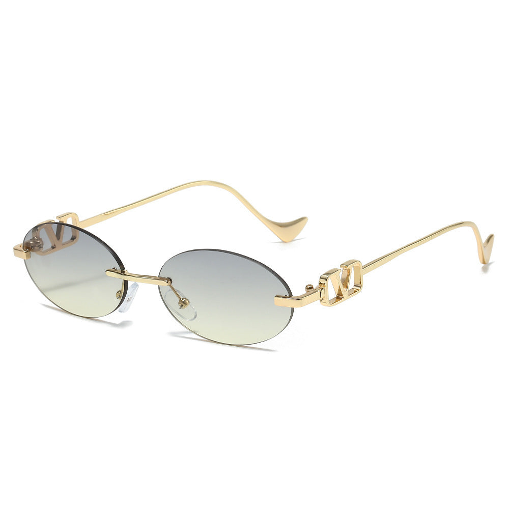 Stylische ovale Sonnenbrille mit dekorativen Akzenten Brehn