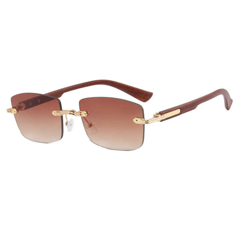 Damen quadratische Sonnenbrille mit Holzrahmen und gradienten Gläsern Brehn