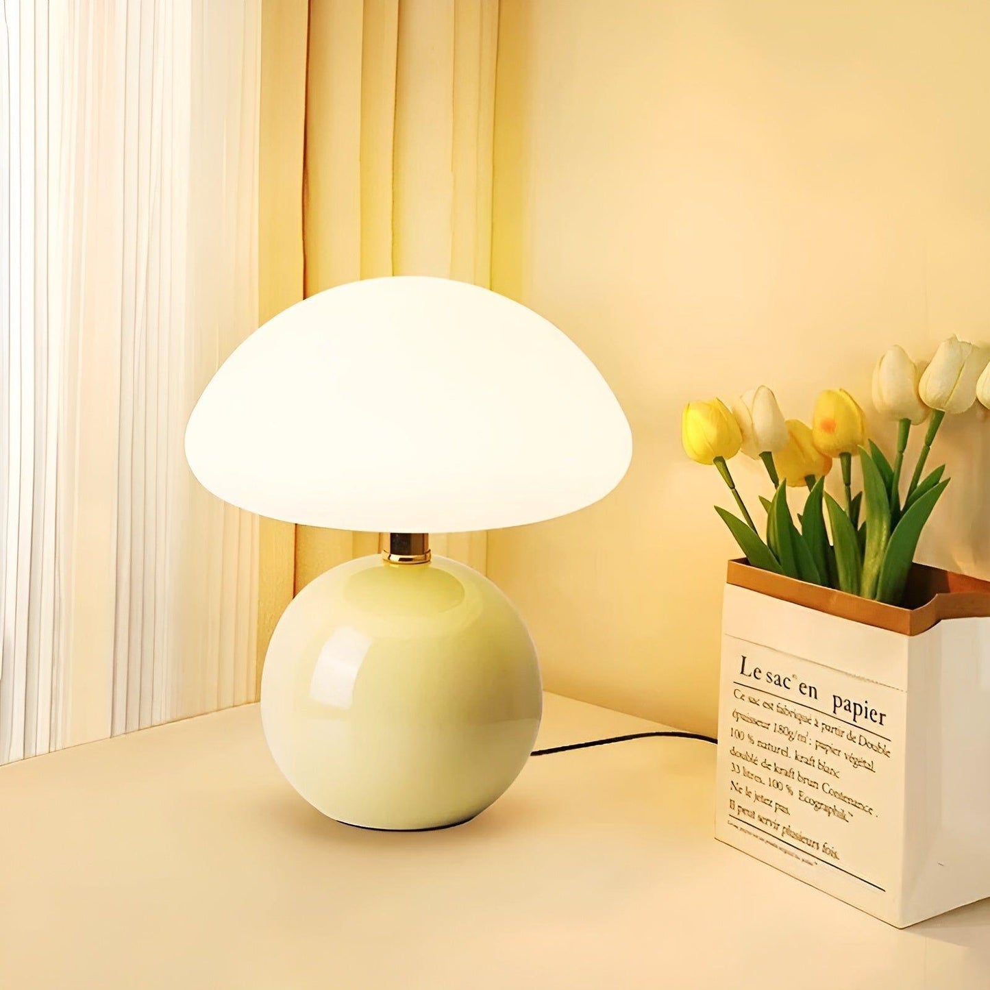 CreamyShine Lampe - Gemütliche Pilz Nachttischlampe | Brehn