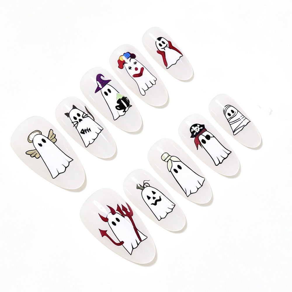 Halloween-Themen Gespensterdesign Press-On Nail Art Set Brehn