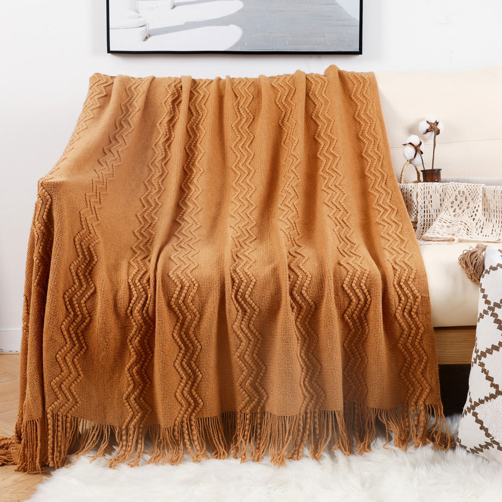 Damen Gemütliche Strickdecke mit modernem Zickzack-Muster Brehn