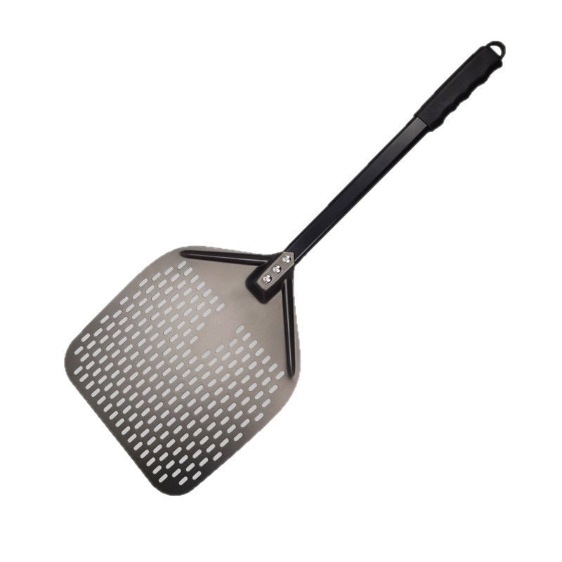 Perforierte leichte Aluminiumpizzaschaufel mit klappbarem Griff und rutschfester Grifffläche Brehn