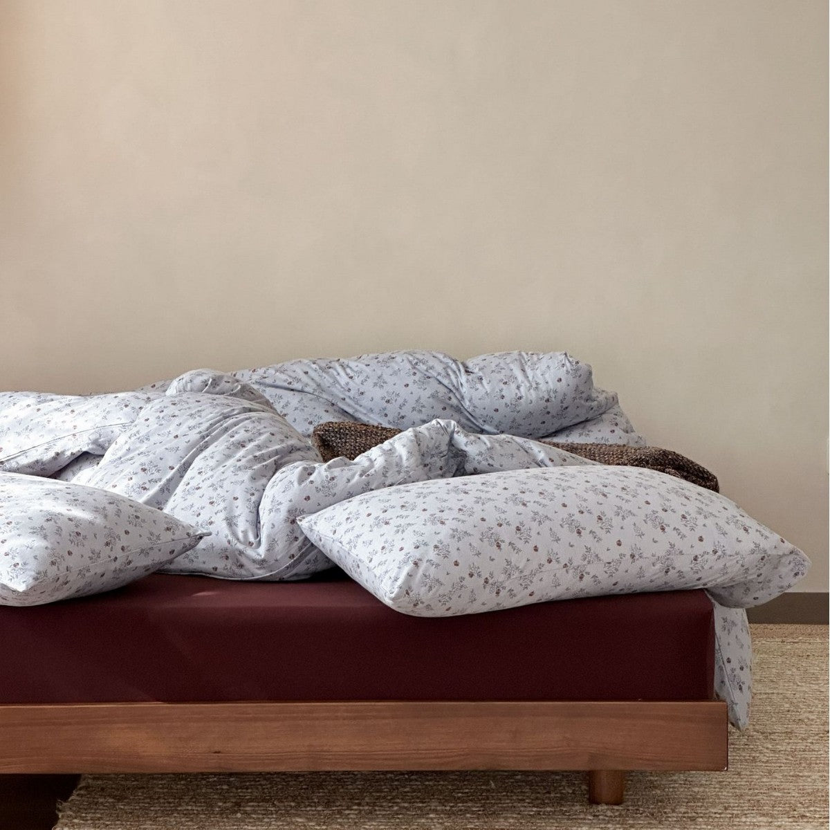 Blumen Baumwoll Percale Bettwäsche Set mit Bettbezug, Spannbettlaken und Kissenbezügen mit Umschlag