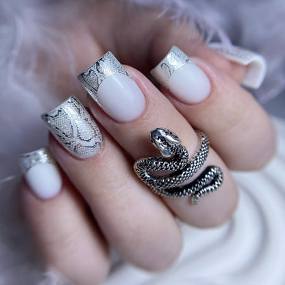 Schlangenprint Französische Spitze Nagelkunst Extensions Brehn