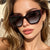 Damen modische oversized Sonnenbrille mit trendigem Hexagon-Design Brehn