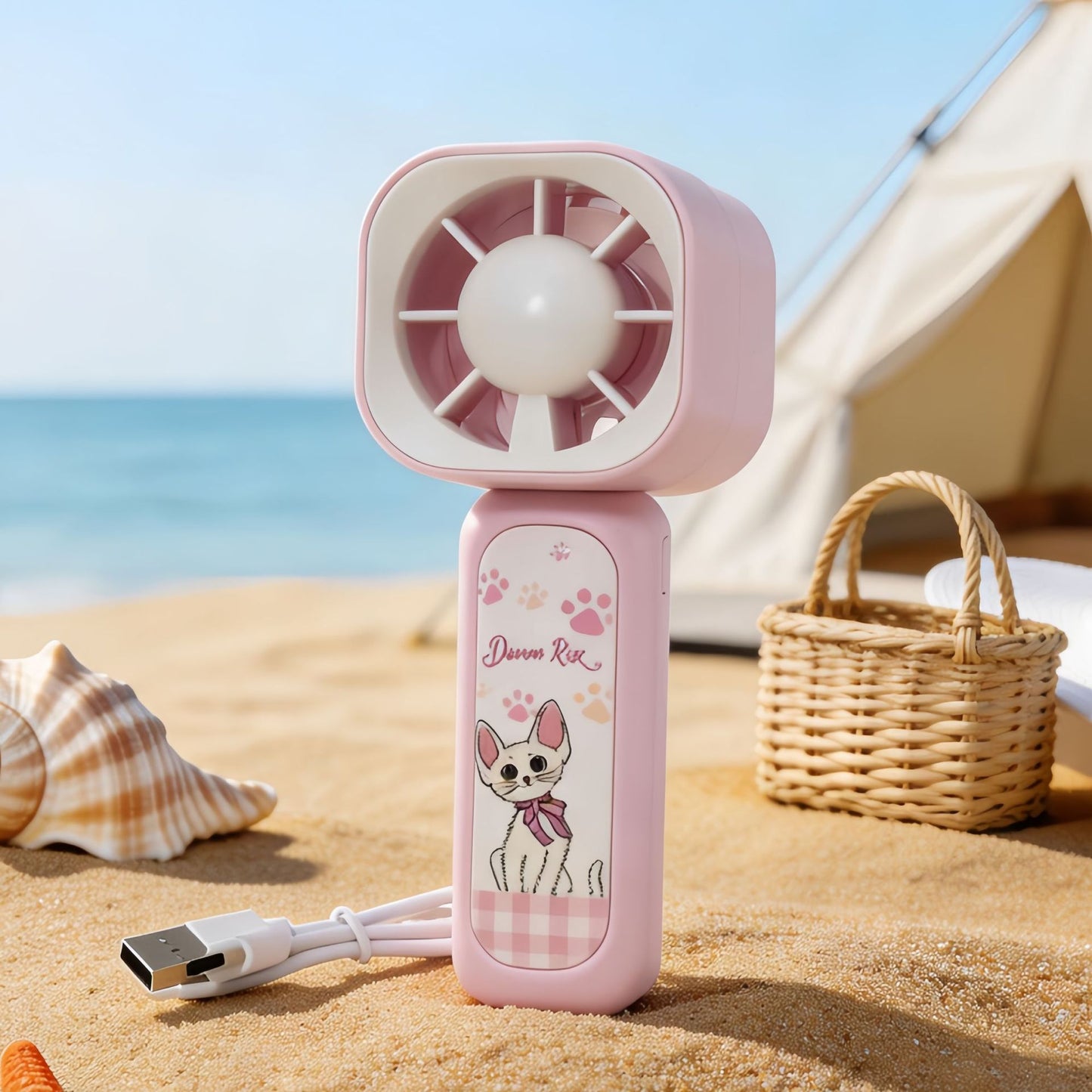 Damen tragbarer Mini-Ventilator mit süßem Tierdesign und USB-Ladefunktion Brehn
