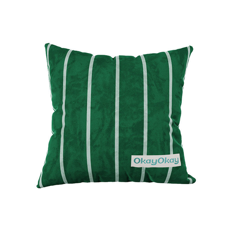 Square Velvet Striped Decorative Throw Pillow with Plush Insert