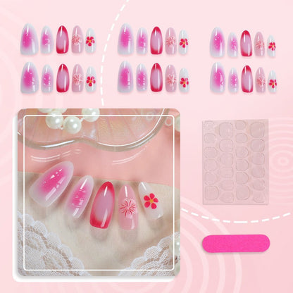 Blumenverzierte Press-On Nagelset