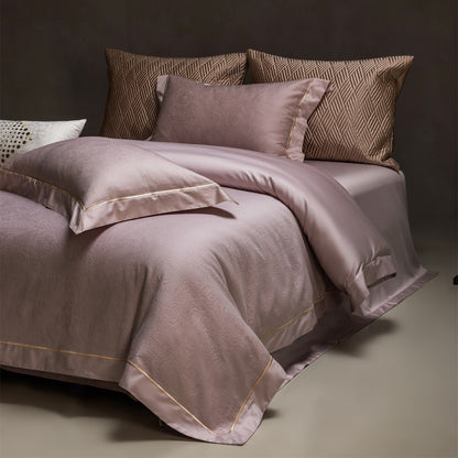 Luxus Jacquard Baumwollsatin Bettbezug Set mit Satinrand und Kissenbezügen
