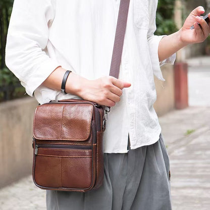 Texturierte Leder-Crossbody-Aktentasche