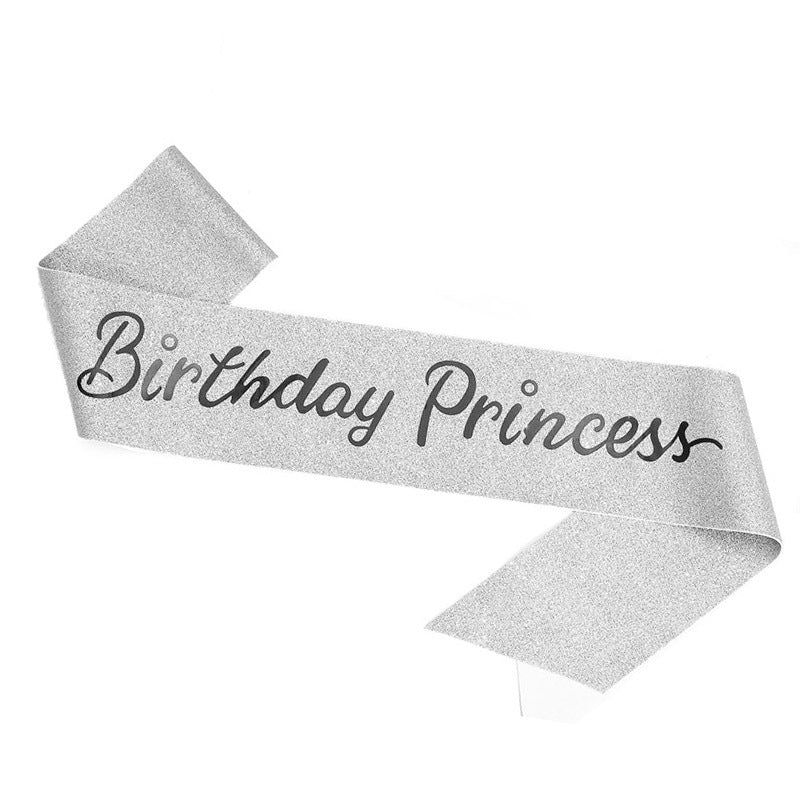 Damen Glitzernde Prinzessinnenkrone mit Birthday Princess Schärpe Brehn