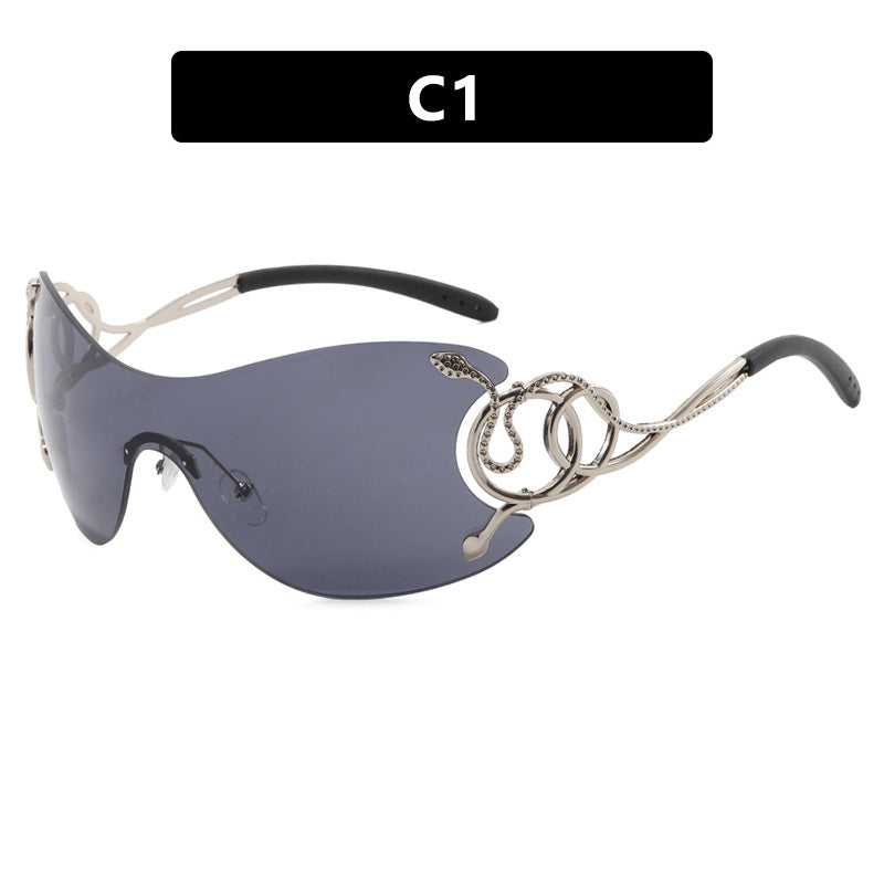Damen futuristische Sonnenbrille mit verspieltem Design Brehn