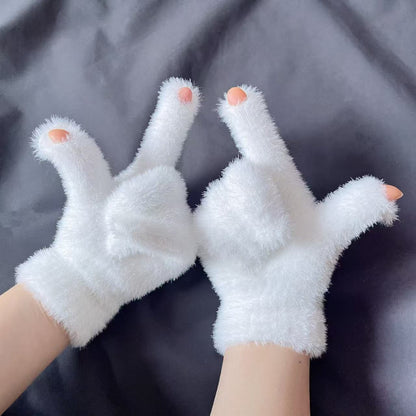 Süße Plüsch-Hasen-Themen Fingerlose Handschuhe Brehn