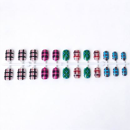 Kariertes Muster Nagelkunst Aufkleber