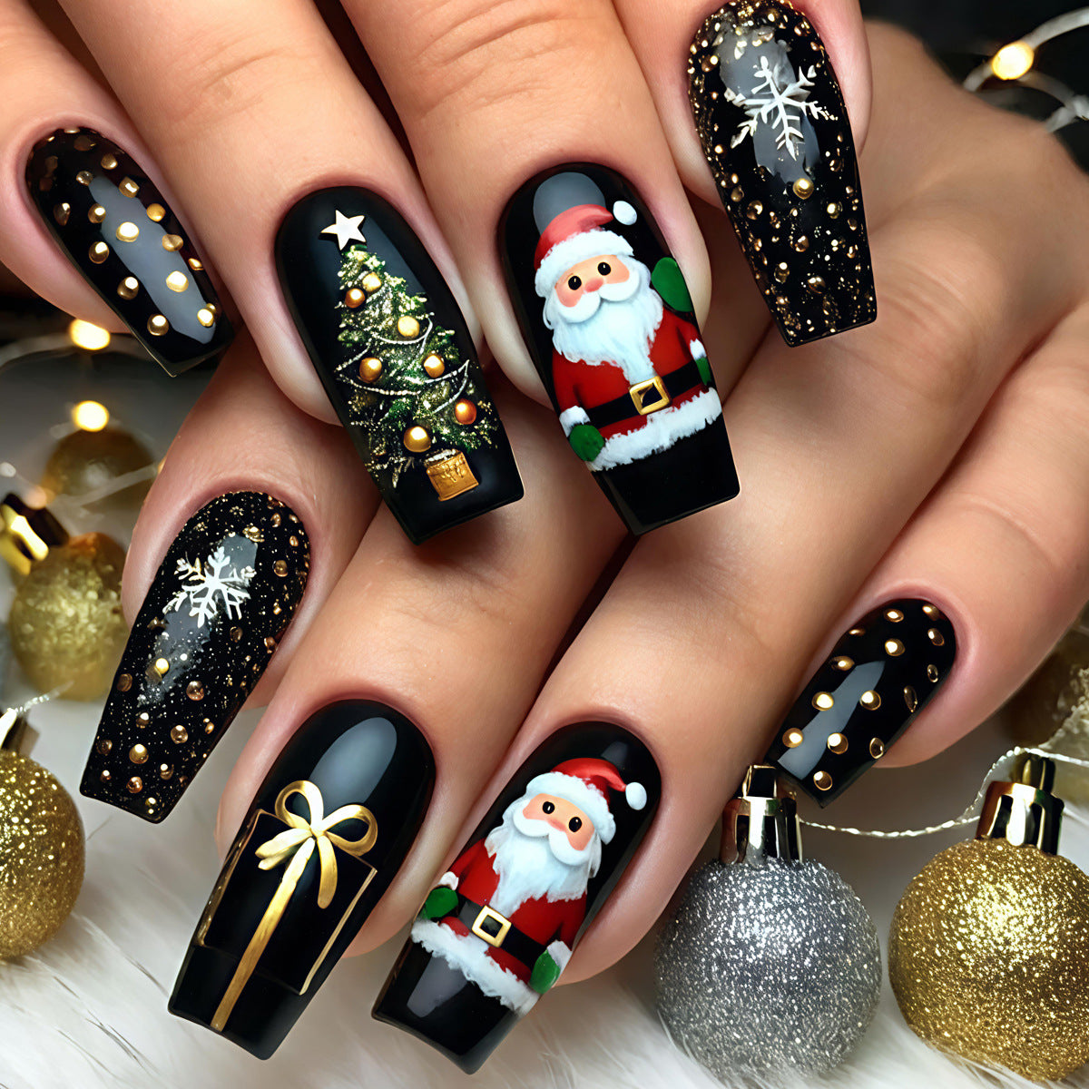 Kunstnägel mit Festlichem Weihnachtsmotiv Brehn