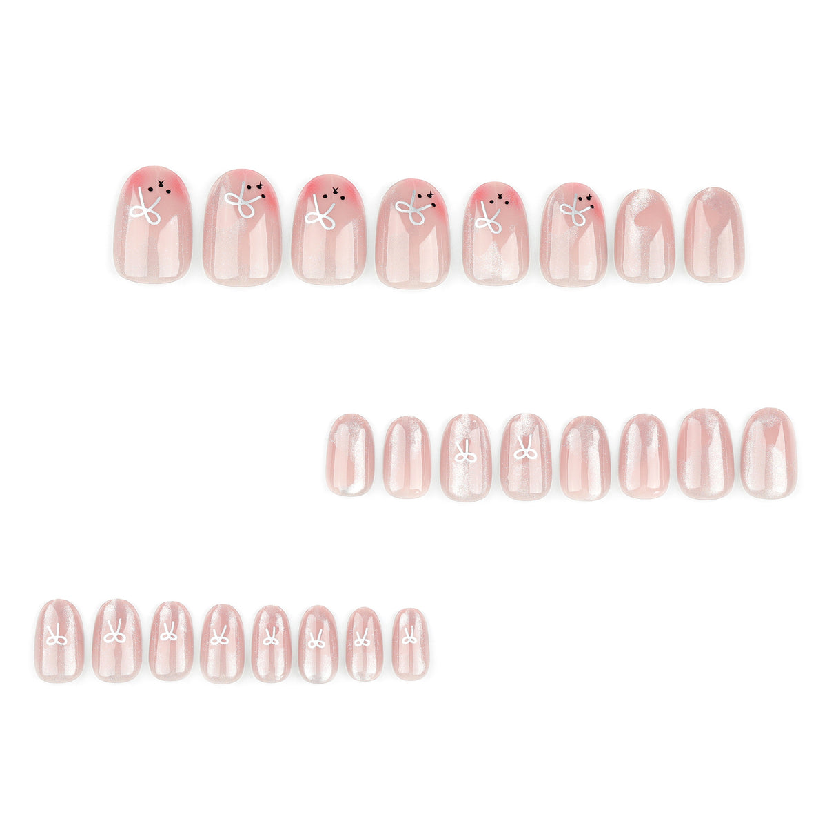 Künstliche Nagelverlängerungen mit niedlichem Hasen-Design und Herzen Brehn