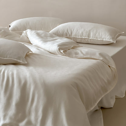 Baumwoll-Satin Bettbezug Set mit subtiler Jacquard-Textur und Kantenpaspel