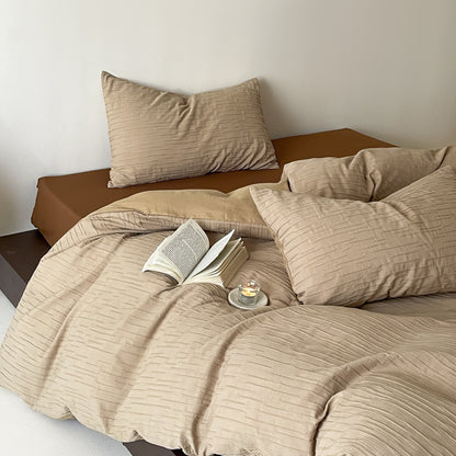 Steppbettwäsche-Set aus Baumwoll-Satin mit feiner Rippstruktur