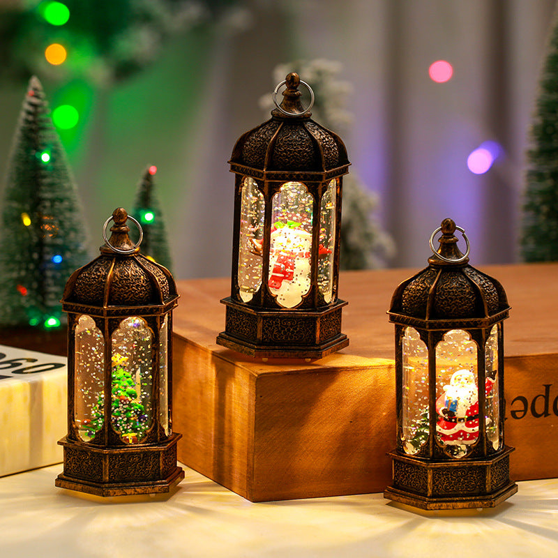 Nostalgische Weihnachtslaterne mit beweglichen Szenen Brehn