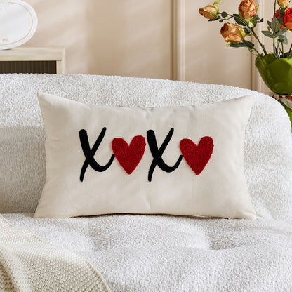 Bestickte Script Love Kissenbezug mit tufted Herz