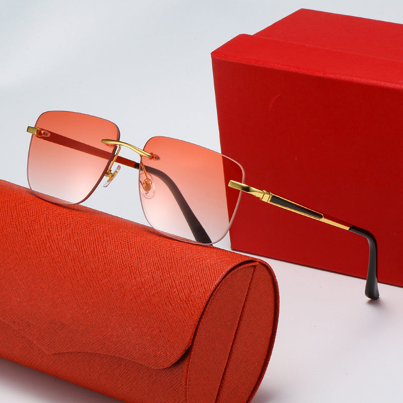 Damen modische rechteckige Halbrahmen-Sonnenbrille mit innovativem Design Brehn