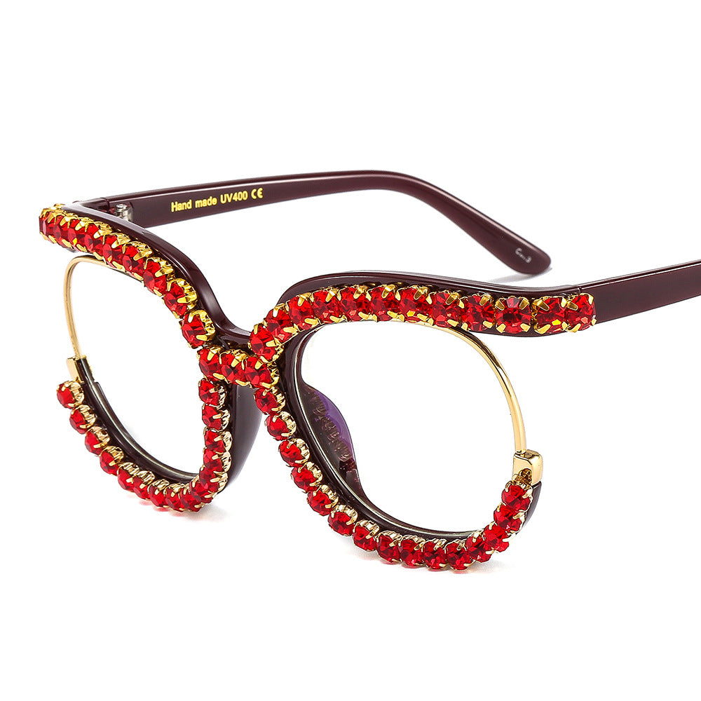 Damen Glamouröse Cat-Eye-Sonnenbrille mit funkelndem Kristallbesatz Brehn