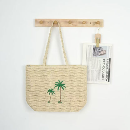 Strandtasche mit Handgefertigtem Palmenmuster Brehn