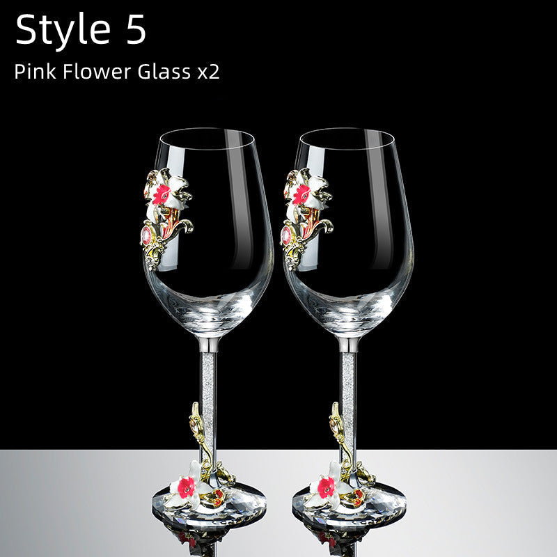 Metallic Flower Crystal Weingläser mit Dekanter Koffer Set | Brehn