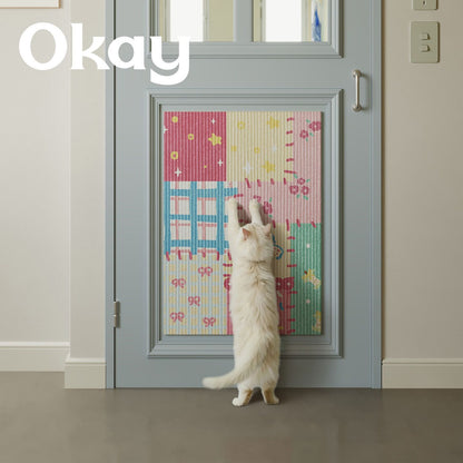 Patchwork Ribbed Textile Wall Art Panel with Kawaii Motif and Lightweight Hanging System