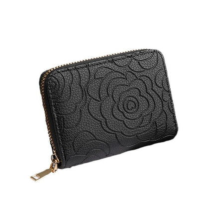 Elegante Floral Präge Reißverschluss Geldbörse