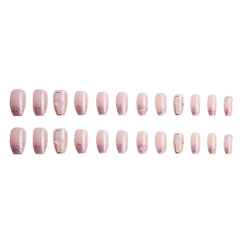 Premium Dekorative Press-On Nagel Set mit Schmetterlingsakzenten Brehn