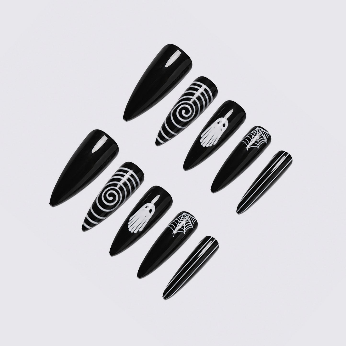 Gothic-Themen Stiletto Druck-auf Nägel Brehn