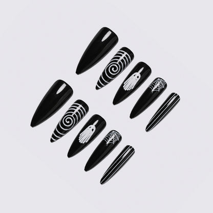 Gothic-Themen Stiletto Druck-auf Nägel Brehn