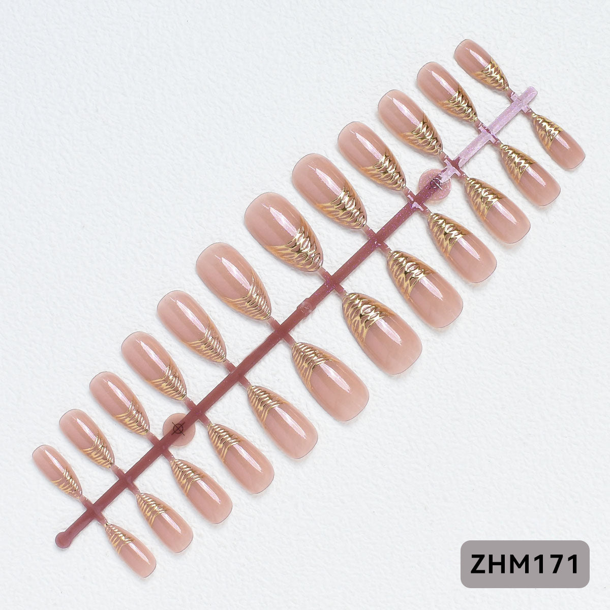 Elegante Press-On Nagelspitzen mit goldenen Details Brehn