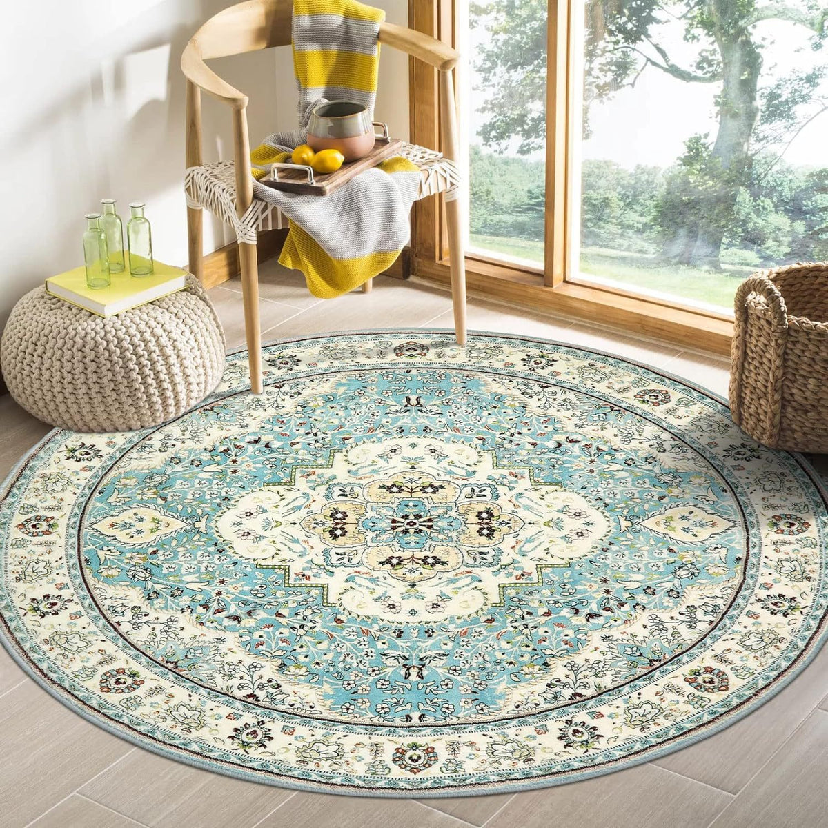 Vintage-inspirierter runder Teppich