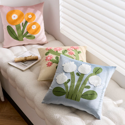 Quadratisches Samt-Applikations-Tufted Floral Akzent-Wurfkissen